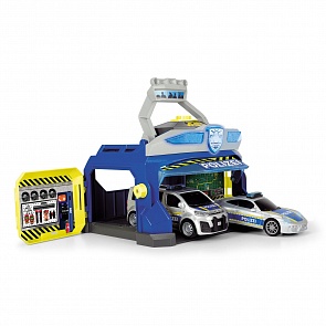 Полицейская станция с 2 машинками Porsche и Citroën, свет, звук, свободный ход (Dickie, 3715010)